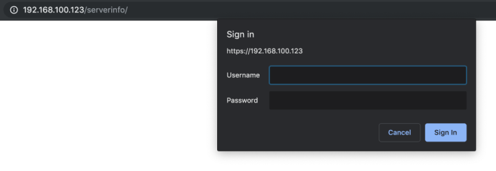 Authentication for the /serverinfo/ web application