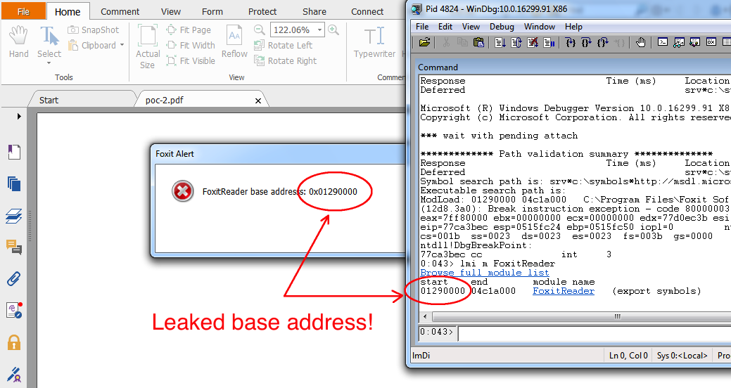 Leaking a text annotation vtable and calculating the base address of FoxitReader.exe