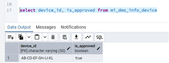 Device AB-CD-ED-GF-IJ-KL is valid