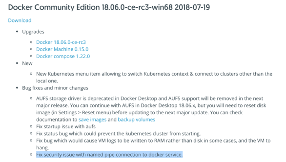 Poor advisory to the users of Docker for Windows